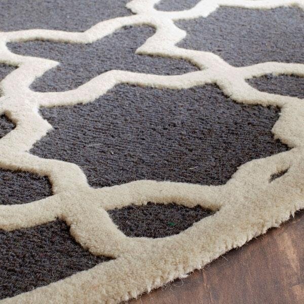 Safavieh Cambridge Hand Tufted Runner Rug- Dark Grey - Ivory- 2 ft. 6 in. x 10 ft. - CAM125X-210