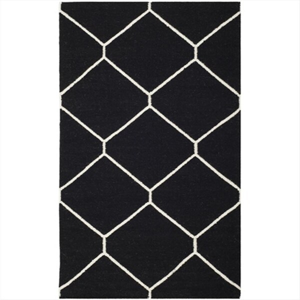 Safavieh 3 X 5 Ft. Rectangle- Contemporary Dhurries Black And Ivory Flatweave Rug - DHU635A-3