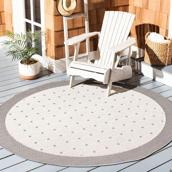 Safavieh 6 ft. 7 in. x 6 ft. 7 in. Bermuda 800 Power-Loomed Round Rug Gray & Ivory - BMU801F-7R