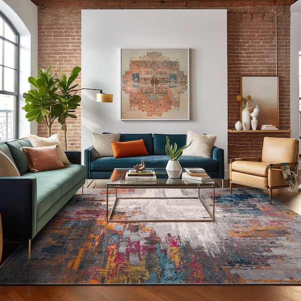 World Rug Gallery Bari Contemporary Abstract Art Area Rug 3' 3'' X 5' Multi - 4055MULTI3X5