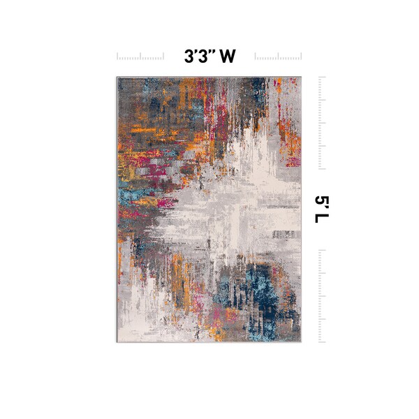 World Rug Gallery Bari Contemporary Abstract Art Area Rug 3' 3'' X 5' Multi - 4055MULTI3X5