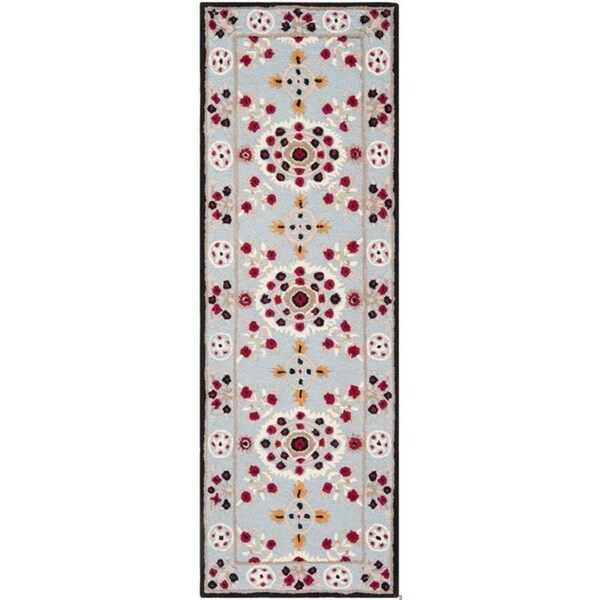 Safavieh Bellagio Hand Tufted Runner Rug, Light Blue and Black - 2 ft.-3 in. x 7 ft. - BLG628B-27