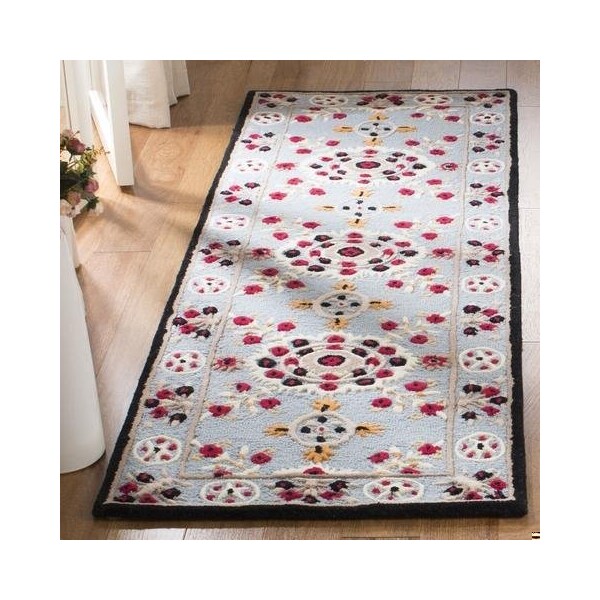 Safavieh Bellagio Hand Tufted Runner Rug, Light Blue and Black - 2 ft.-3 in. x 7 ft. - BLG628B-27