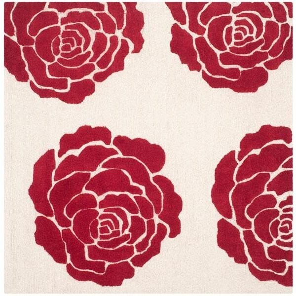Safavieh Cambridge Hand Tufted Rectangle RugIvory & Red 5 x 8 ft. - CAM782I-5