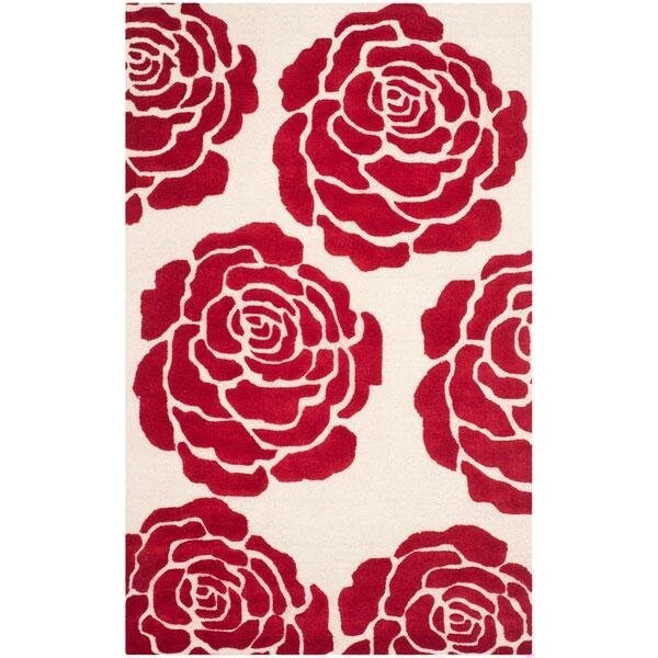 Safavieh Cambridge Hand Tufted Rectangle RugIvory & Red 5 x 8 ft. - CAM782I-5