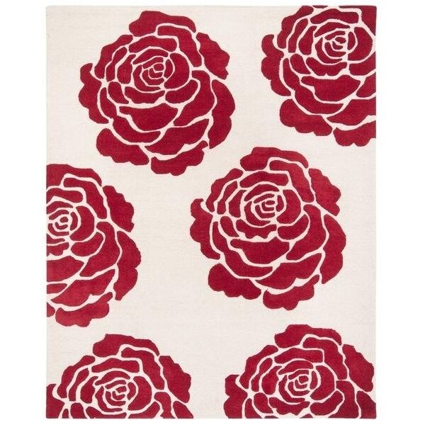 Safavieh Cambridge Hand Tufted Rectangle RugIvory & Red 5 x 8 ft. - CAM782I-5
