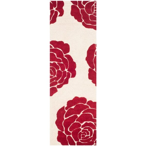 Safavieh Cambridge Hand Tufted Rectangle RugIvory & Red 5 x 8 ft. - CAM782I-5