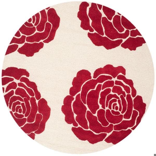 Safavieh Cambridge Hand Tufted Rectangle RugIvory & Red 5 x 8 ft. - CAM782I-5