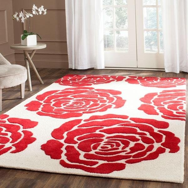 Safavieh Cambridge Hand Tufted Rectangle RugIvory & Red 5 x 8 ft. - CAM782I-5