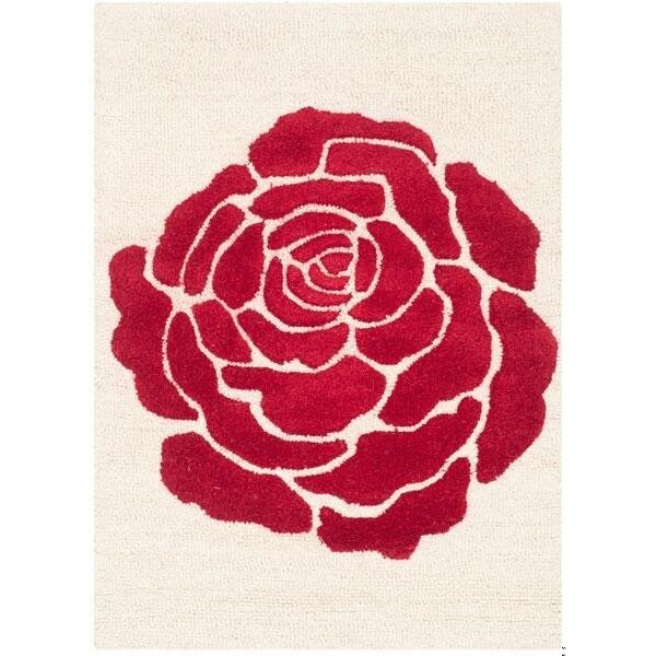 Safavieh Cambridge Hand Tufted Rectangle RugIvory & Red 5 x 8 ft. - CAM782I-5