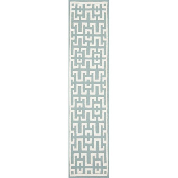 Safavieh 2 Ft. -6 In. X 8 Ft. Runner Contemporary Dhurries- Seafoam And Ivory- Flatweave Rug - DHU621A-28