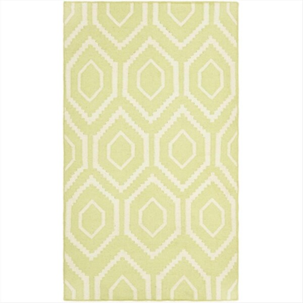 Safavieh 3 Ft. X 5 Ft. Small Rectangle Contemporary Dhurries- Green And Ivory- Flatweave Rug - DHU556A-3