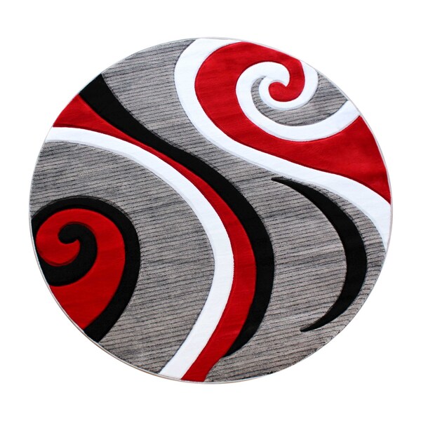 Flash Furniture Red 4' x 4' Modern Plush Abstract Area Rug - KP-RG952-44-RD-GG