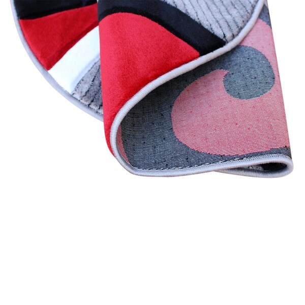 Flash Furniture Red 4' x 4' Modern Plush Abstract Area Rug - KP-RG952-44-RD-GG