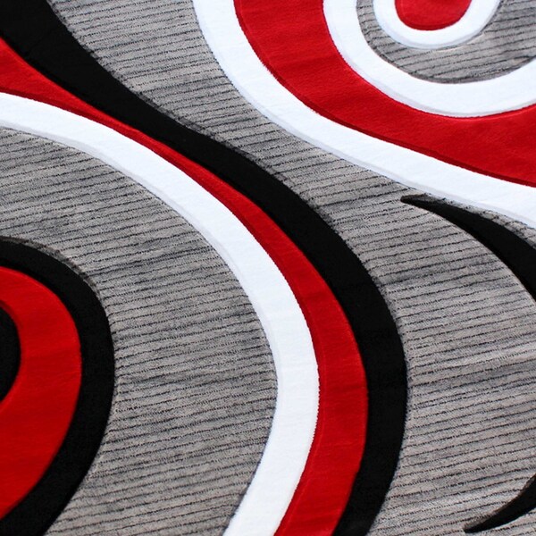 Flash Furniture Red 4' x 4' Modern Plush Abstract Area Rug - KP-RG952-44-RD-GG