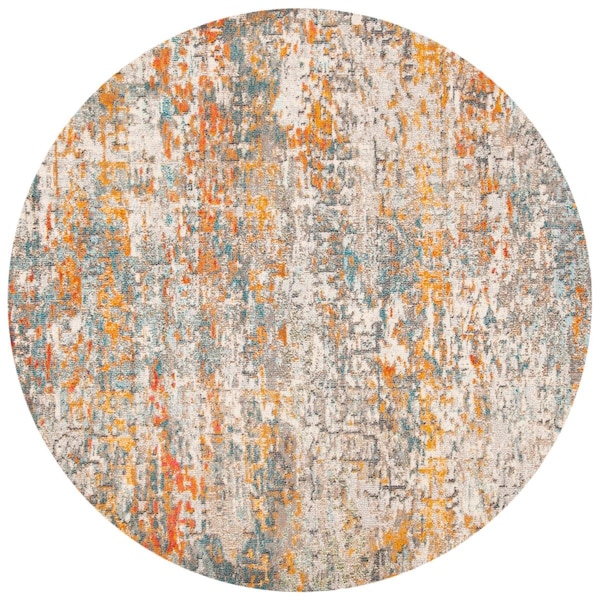 Safavieh 11 x 11 ft. Madison 400 Contemporary Round Rug; Grey & Orange - MAD460F-11R
