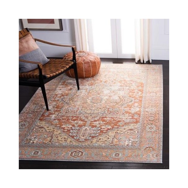 Safavieh 2 x 8 ft. Aria Traditional & Vintage Runner Power Loomed Rug Rust & Taupe - ARA580P-28