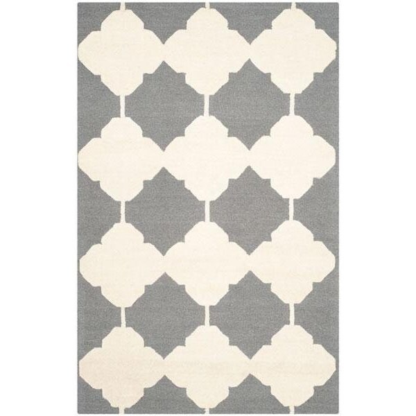 Safavieh Cambridge Hand Tufted Rectangle Rug- Dark Grey - Ivory- 2 x 3 ft. - CAM719D-2