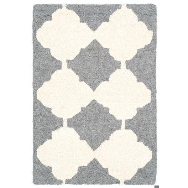 Safavieh Cambridge Hand Tufted Rectangle Rug- Dark Grey - Ivory- 2 x 3 ft. - CAM719D-2
