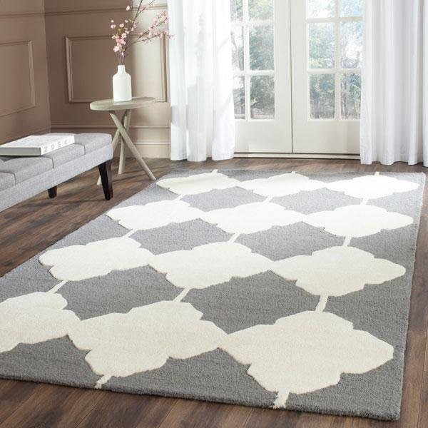 Safavieh Cambridge Hand Tufted Rectangle Rug- Dark Grey - Ivory- 2 x 3 ft. - CAM719D-2