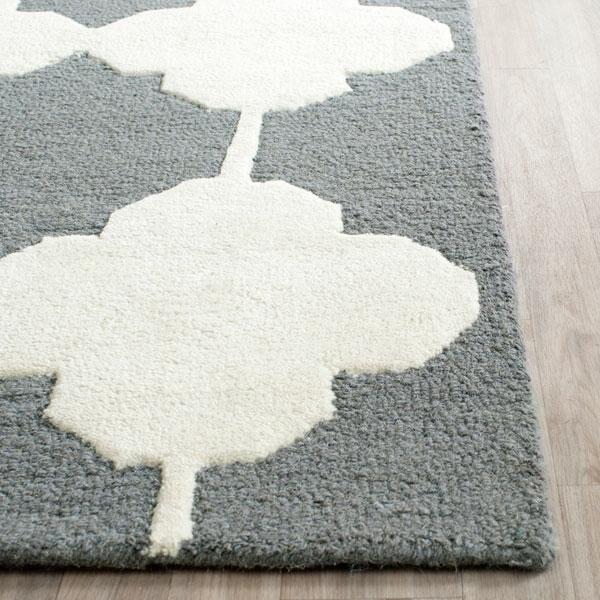 Safavieh Cambridge Hand Tufted Rectangle Rug- Dark Grey - Ivory- 2 x 3 ft. - CAM719D-2