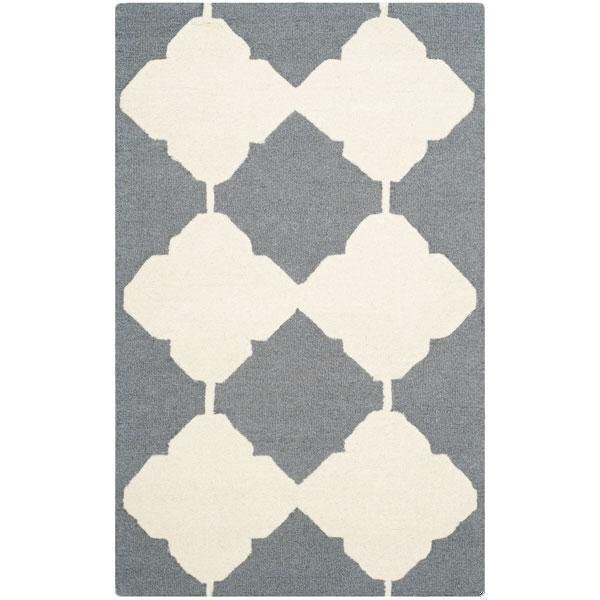 Safavieh Cambridge Hand Tufted Rectangle Rug- Dark Grey - Ivory- 2 x 3 ft. - CAM719D-2