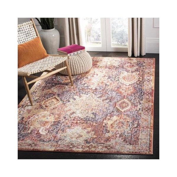 Safavieh 3 x 5 ft. Bristol Power Loomed Rug, Small Rectangle - Rust and Lavander - BTL340R-3