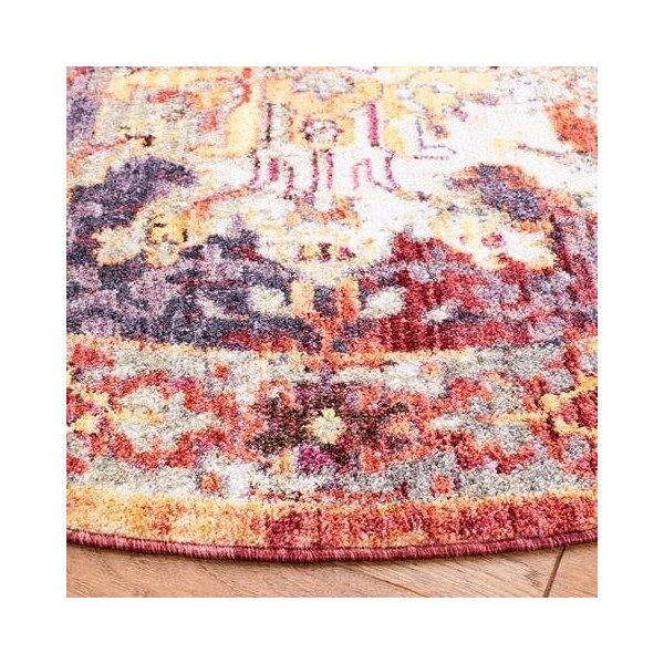 Safavieh 3 x 5 ft. Bristol Power Loomed Rug, Small Rectangle - Rust and Lavander - BTL340R-3