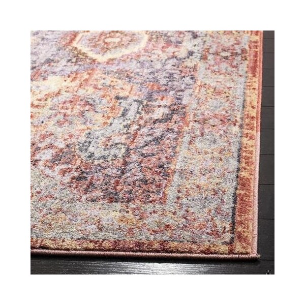 Safavieh 3 x 5 ft. Bristol Power Loomed Rug, Small Rectangle - Rust and Lavander - BTL340R-3