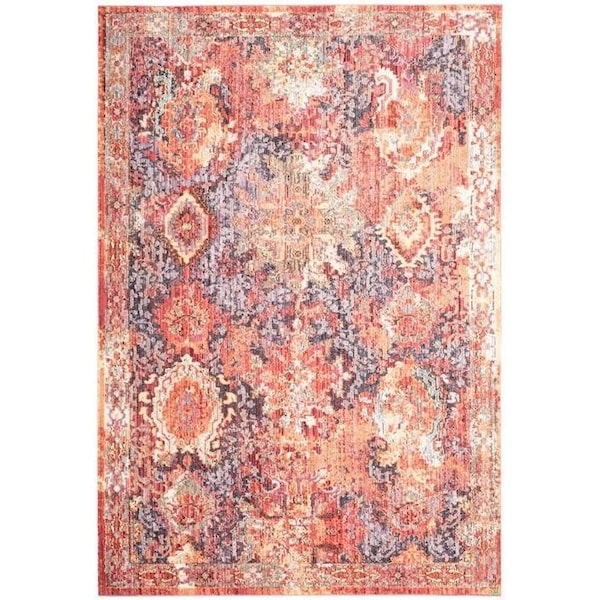 Safavieh 3 x 5 ft. Bristol Power Loomed Rug, Small Rectangle - Rust and Lavander - BTL340R-3