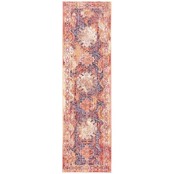 Safavieh 3 x 5 ft. Bristol Power Loomed Rug, Small Rectangle - Rust and Lavander - BTL340R-3