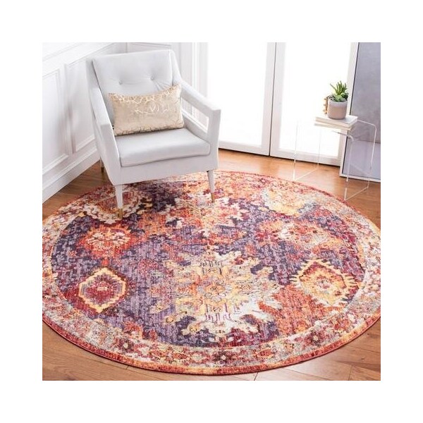 Safavieh 3 x 5 ft. Bristol Power Loomed Rug, Small Rectangle - Rust and Lavander - BTL340R-3
