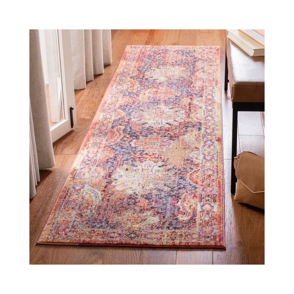 Safavieh 3 x 5 ft. Bristol Power Loomed Rug, Small Rectangle - Rust and Lavander - BTL340R-3