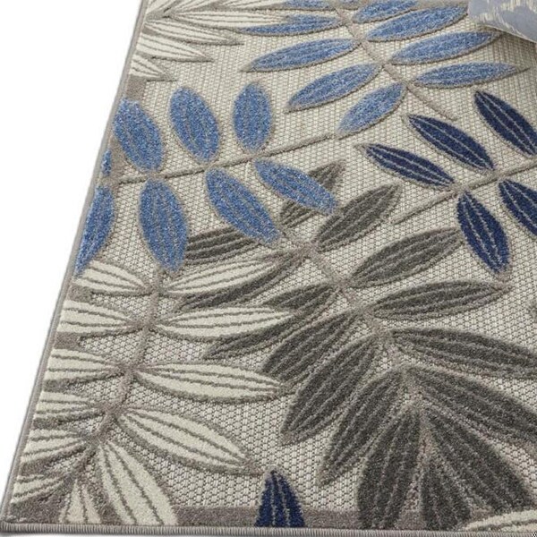 Homeroots 3 x 4 ft. Gray & Blue Leaves Indoor & Outdoor Area Rug - 384868