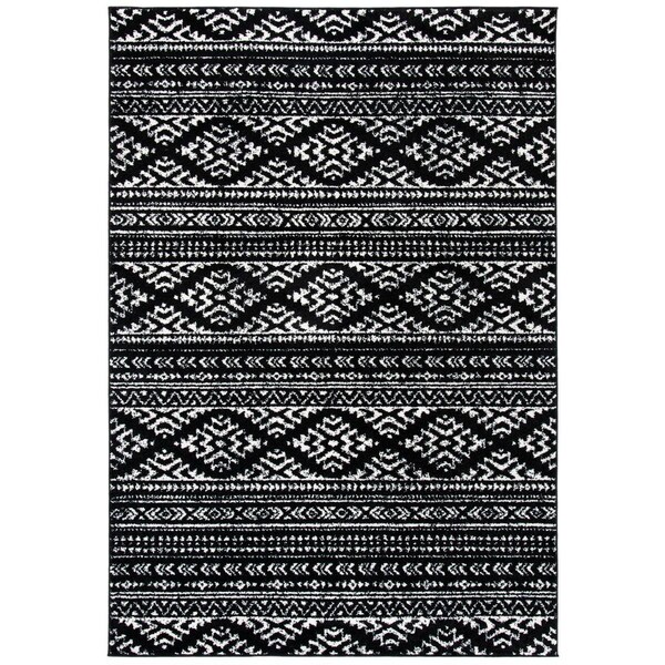 Safavieh 3 x 5 ft. Tulum 200 Power Loomed Rectangle RugBlack & Ivory - TUL272Z-3
