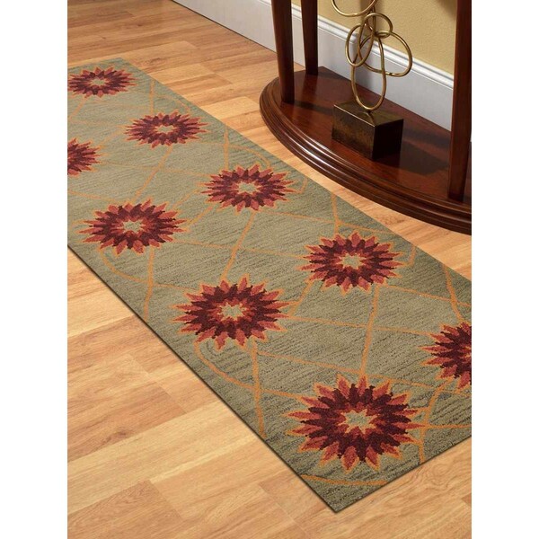 Jensendistributionservices 2 ft. 6 in. x 8 ft. Hand Tufted Wool Floral Runner Rug, Cream - MI1552294