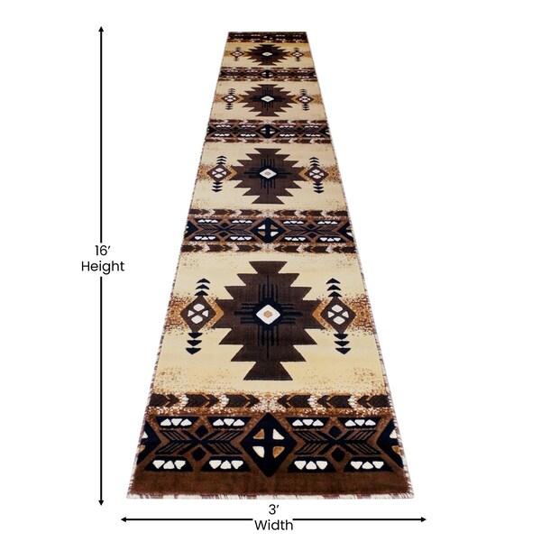 Flash Furniture 3' x 16' Brown Rustic Southwest Style Area Rug - ACD-RG2813-316-BN-GG