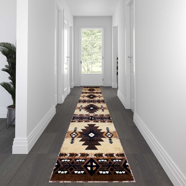 Flash Furniture 3' x 16' Brown Rustic Southwest Style Area Rug - ACD-RG2813-316-BN-GG