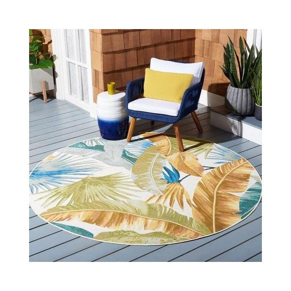Safavieh 3 ft. 3 in. x 5 ft. 3 in. Barbados 500 Coastal Rectangle Rug, Gold & Green - BAR520C-3