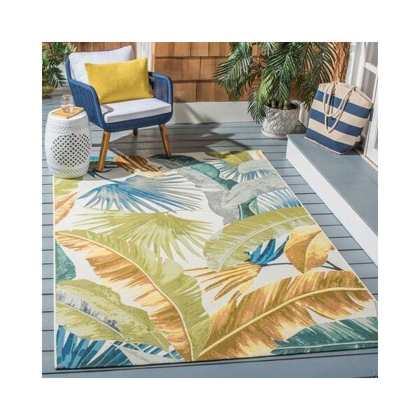 Safavieh 3 ft. 3 in. x 5 ft. 3 in. Barbados 500 Coastal Rectangle Rug, Gold & Green - BAR520C-3