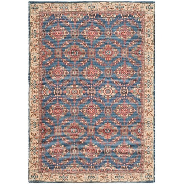 Safavieh Saffron Hand Loomed Rectangle RugNavy & Beige 4 x 6 ft. - SFN539N-4