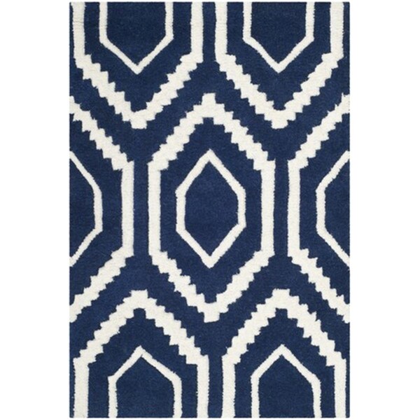 Safavieh Chatham Hand Tufted Rectangle Rug- Dark Blue - Ivory- 2 x 3 ft. - CHT731C-2