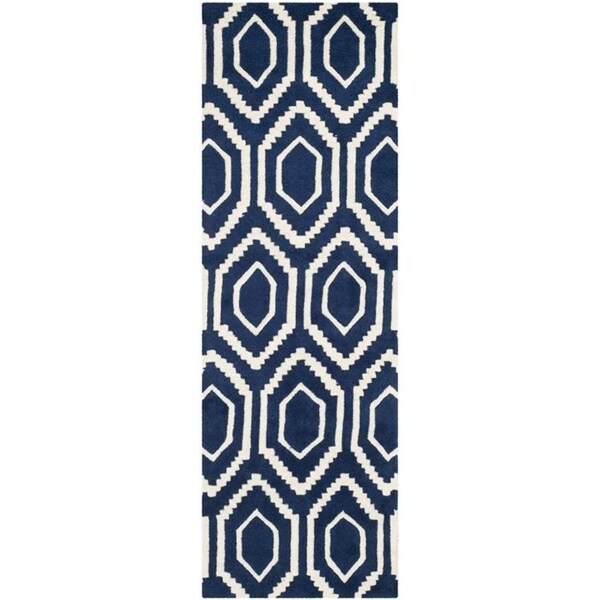 Safavieh Chatham Hand Tufted Rectangle Rug- Dark Blue - Ivory- 2 x 3 ft. - CHT731C-2