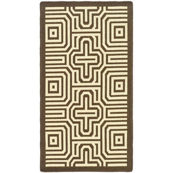Safavieh 2 Ft. X 3 Ft. -7 In. Accent Indoor-Outdoor Courtyard- Chocolate And Natural- Machine Made Rug - CY2962-3409-2