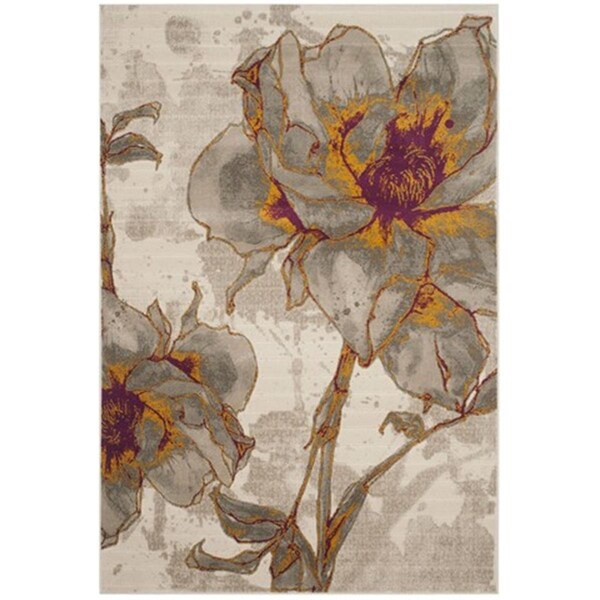 Safavieh Porcello Power Loomed Rectangle Rug- Ivory - Grey- 4 Ft. 1 In. X 6 Ft. - PRL7733E-4