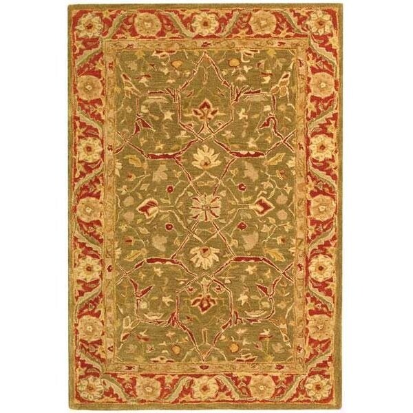 Safavieh 2 ft.-3 in. x 14 ft. Runner Traditional Anatolia- Green and Red Hand Tufted Rug - AN523A-214