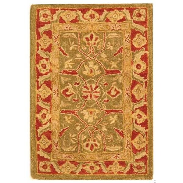 Safavieh 2 ft.-3 in. x 14 ft. Runner Traditional Anatolia- Green and Red Hand Tufted Rug - AN523A-214