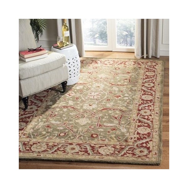Safavieh 2 ft.-3 in. x 14 ft. Runner Traditional Anatolia- Green and Red Hand Tufted Rug - AN523A-214