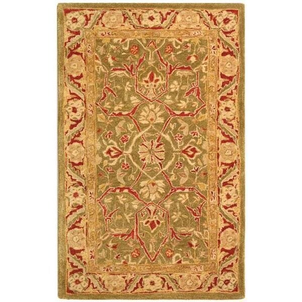 Safavieh 2 ft.-3 in. x 14 ft. Runner Traditional Anatolia- Green and Red Hand Tufted Rug - AN523A-214