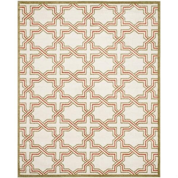 Safavieh 2 Ft.-6 In. X 4 Ft. Runner Indoor-Outdoor Amherst- Ivory And Light Green Power Loomed Rug - AMT413A-24